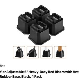Sunifier Adjustable Black Heavy-Duty Bed Risers, 4 Pack